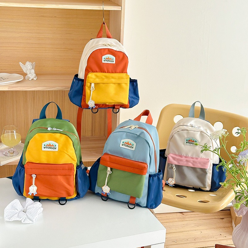 새로운 컬러 블록 디자인의 어린이 백팩 귀여운 유치원  - Canvas Backpack Casual 리뷰 및 가격